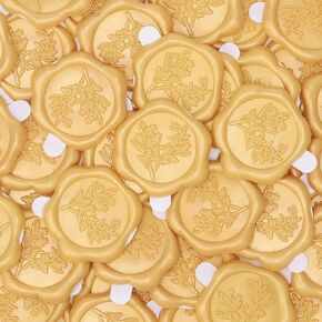 40 Pcs Gold Wax Seal Stickers,Eucalyptus Adhesive Envelope Seal Stickers, Perfect for Invitation,Christmas Gift, Wedding Invitaion, Birthday Party,Gift Wrapping