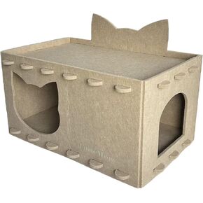 Cat House Cat Cat Design ، كهف سرير قط داخلي مريح كبير ، شقة قاسية مقاومة للخدش ، ملاذ ممتع للقطط متعددة ، 21.5x13x11.6 بوصة (أخضر ساطع)