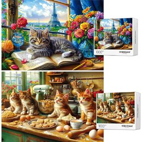 Jigsaw Puzzles Castle Point Lighthouse - WISHDIAM Puzzles for Adults - 2 Pack 1000 Pieces Lighthouse Impossible Difficult Challenging Puzzles for Home Decor Birthday Party Gifts Toy for Men Women