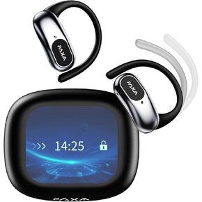 Paxa AI ترجمة أذن الوقت في الوقت الحقيقي 3in1 Language Translator HD Sound AudiFonos Traductores Bluetooth 5.4 سماعات رأس شاشة تعمل باللمس مع تطبيق لاجتماعات أعمال السفر ، الأسود