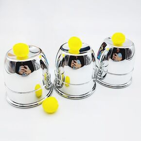 SUMAG Three Cups and Balls Plastic Magic Tricks Balls Appearing/Disappearing Close up Gimmick Comedy Kids Magic (Small - Multi-Colored)
