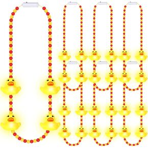 6 PCS LED UP LED DUCK BEADS NETLACE 33 "وميض LED قلادة مطاطية صفراء للأطفال البالغين بطة حفلة عيد ميلاد الحزب لصالح مهرجان الكرنفال الإكسسوارات الهدايا