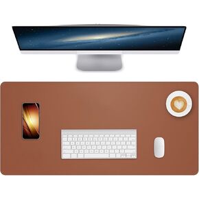 Leather Desk Pad Protector Large Mouse Pad, Stitched Locking Edge Non-Slip PU Leather Desk Mat Laptop Desk Pad Blotter, Waterproof Durable Writing Pad for Office and Home (Beige, 120 x 43cm)