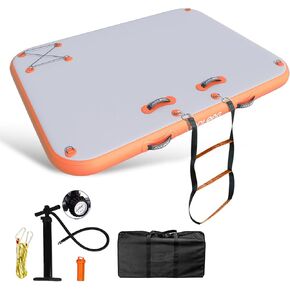 Inflatable Floating Dock Mat,6 inches Thick Inflatable Stable Platform Raft with Storage Bag None-Slip Surface for Lake Beach Pool