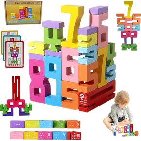 Wooden Number Building Blocks for 3+ Years Old Kids-Wooden Number Blocks 1-10 Number Game Balance Competition Toy – Stimulate Your Child's Imagination