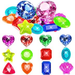 Marforever 16 PCS Pool Toys Gems Gems ، 2 Big Big 60 Mm Pool Gems Colorful Large Diamond Pirate Treasure Treasure Creats Trease Throunding Throw Throw for Kids Boy Boy Girl Summer Training Games Underwater Training Games Underwater