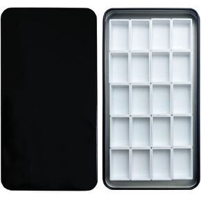 FCLUB Empty Watercolor Palette, 20 Wells with Magnetic Strips and Lightweight, Metal Watercolor Palette, Paint Holder, Paint Palette, Paint Tray Palettes, Painting Palette