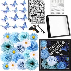 Hydren 36 PCS Caps Cap Decorations Kits DIY Grad Cap Topper شملت التخرج ظل الإطار Faux Flower 3D Butterfly alphabet ملصقات أحجار الراين الغراء (الأرجواني ، الأبيض)