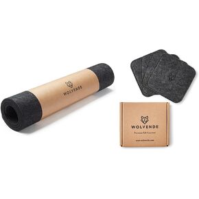 مجموعة المكتب الممتاز | Felt Desk Mat Medium (12 "× 36") وشعرت الحصير الشراب | وسادة رمادية داكنة