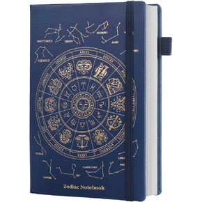 Tiefossi A5 Grid Grid Journal ، Zodiac Constellations Hardcover Notebooks ، 320 صفحة ، ورق الشبكة المنقطة مع شريط حزام ، حامل القلم