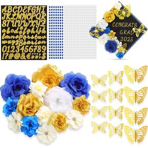 Solsew 34 Pcs DIY Graduation Cap Decorations Accessory Kit Include Faux Flower Heads 3D Butterfly Glitter Letter Stickers Rhinestones Stickers for Graduation Cap Decoration Craft Art Decor(Red) in Saudi Arabia