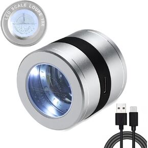 10x Magnification, LED and UV Light Illuminated Loupe Magnifier Rechargeable Scale Loupe Multi-Functional Glass Jewelers Loupe Coins Stamps Gem Watch Phone Repair Inspection