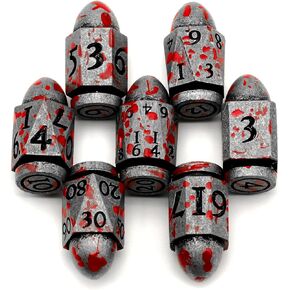 Bullet Dice Set Revolver, DND Dice Metal, ZHOORQI Gun Dice Set D and D Dice Gifts for Dungeons and Dragons, Pathfinder, Warhammer 40k, D&D, or Theme Tabletop Games（7Bullet-Black Gold）