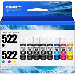 522 Ink Refill Bottles ET-2800 ET-4800 ET-2400 Replacement for 522 Ink Work for Eco Tank 2800 4800 2400 ET-2803 ET-2720 ET-2840 ET4700 ET4810 ET2800 ET4800 Printer