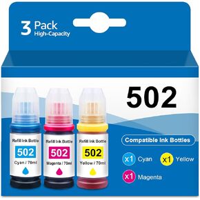502 حزمة كومبو لون زجاجة الحبر ET-2760 ET-2850 ET-4760 ET-3850 بديل لـ T502 حبر تعبئة الحبر المتوافق 502 حبرًا لـ ET-3710 ET-3750 ET-3760 ET-4850 ET-4750 PRINTERS ، DYE Ink