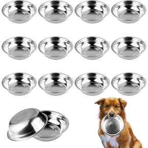 12 pcs أوعية الكلب من الفولاذ المقاوم للصدأ ، 48 أوقية (6 أكواب) وعاء الكلب المعدني مناسب للكلاب والقطط المتوسطة إلى الكبيرة للطعام أو الماء ، آمنة