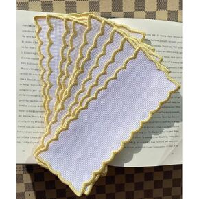 10pcs of Yellow Scalloped Edged 14count aida Fabric Bookmarks to do Cross Stitch,Cotton aida Fabric,Stitch Area 30x100 aida,Outside size9x20cm, Blank Cross Stitch Bookmarks