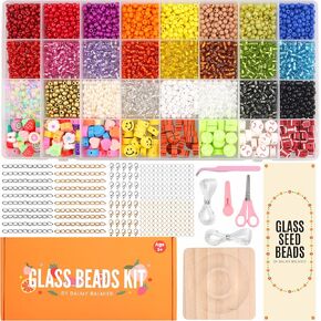Balmy Balmier 4300pcs 4 مم حبات بذور زجاجية 4 ملم لصنع المجوهرات ، حبات مجموعة سوار ، حبات البذور للأسوار ، حبات زجاجية للأسوار ، مجموعة سوار حبة ، مجموعات حبات ، حبات سوار
