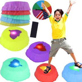 Light Up Steping Stones for Kids-10 PCS توهج توازن تم تعيينه للأطفال الصغار والأطفال ، واللعب غير المنزلق ، والداخلية/الخارجية ، ودورة العقبة للمهارات الحركية الإجمالية ، و ADHD و Autism Play