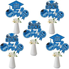 JOYMEMO 24 Pieces 2024 Graduation Party Centerpiece Sticks Blue Black, We are So Proud of You Decorations, Congrats Grad Table Toppers Sign for Class of 2024 Graduation Party Supplies