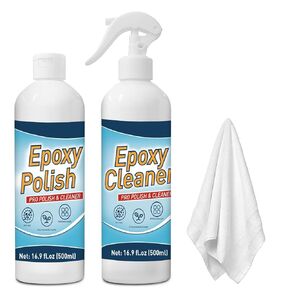 طقم تلميع الراتنج - 35 أوقية Pro Polish & Epoxy Cleaner Kit ، التي تم صياغتها خصيصًا لراتنج الايبوكسي ، تزيل الخدوش والخروج - مثالية للدييرين ، ديكور المنزل