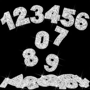Locacrystal 60pcs Bling Rhinestone Numbers Sticker 6sets 0-9Digits Self-Adhesive Iron on Crystal Numbers Stickers for DIY Crafts Laptop Gifts Furniture Car Clothing Decorations(Silver+White,1.73")