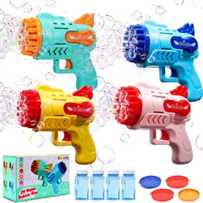 Roberly 4pcs Bubble Machine Gun ، 29 Holes Bubble Gun for Kids Age 4-8 with 4 Bottle-swill solution and LED LED for Party Summer Toy Gift