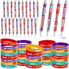 72 PCS Asian Pacific American Honorage Month Favors Barclets AAPI Ballpoint Pens مجموعة الأميركيين الآسيويين وجزيرة المحيط الهادئ لمستلزمات الأحداث الملهمة المكتبية.