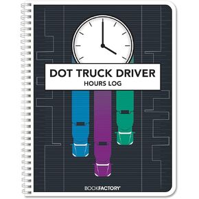 BookFactory Dot Truck Driver Hours Log Book/Truck Driving Hour Tracker ، Wire-O 100 صفحة ، 8.5 × 11 (Log-100-7cw-PP (ساعات القيادة النقطة)))