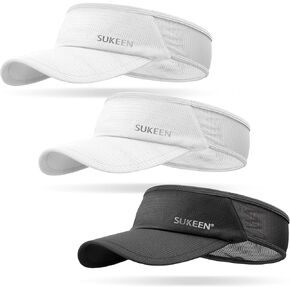 Sukeen 3 Pack Sports Sun Visor Men Women Lightweight Packable Cooling Stretchy Visor Hat for Running, Tennis, Golf in Kuwait
