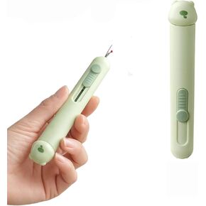 3 in 1 Automatic Needle Threaders Seam Ripper with Needle Storage,Needle Threaders for Hand Sewing, Embroidery,Quick Needle Threading Tool (Green)