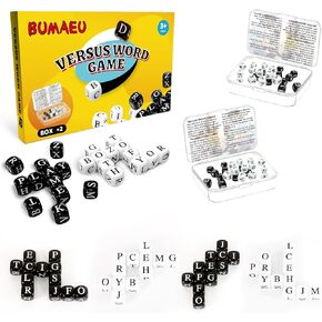 مجموعة لعبة DICE مجموعة المتقاطعة Solitaire Word Games متعة رسالة عائلية تفاعلية ألعاب DICE للأطفال البالغين (الأبيض والأسود)