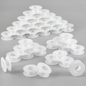 Weysat 40 Pack Empty Plastic Spools for Storing Chains and Ribbons White Wire Weaving Bobbins Thread Spools Ribbon Chain Tape Spools for Embroidery Thread Yarn Ribbon Crafts Sewing 2.2x0.79 Inch
