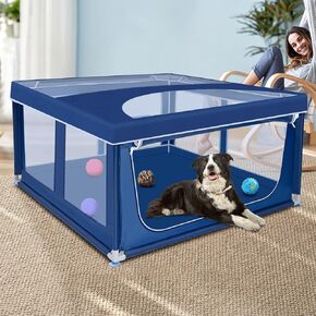 42 × 42 بوصة PUPPY PLAYPEN ، Playpen Dog for Pubies أو Dogs Small ، Pet Playpen for Indoor و Outdoor ، القلم الكلب الأمان القوي مع نسيج سميك ، شبكة نايلون عالية القوة ، الأزرق