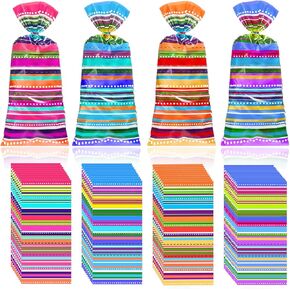 أكياس الحلوى المكسيكية 100pcs مع العلاقات ، Fiesta Cellophane Bag 5 De Mayo Party Forms Festival Goodie Bags Cinco de Mayo Supplies لعيد ميلاد الحفلات المكسيكية