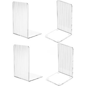 Merrynine Clear Bookends 4pcs ، ينتهي الكتاب البلاستيكي للأرفف ، والشروط الكتب الزخرفية للكتب الثقيلة ، وفرس الرفوف غير المنزلق سدادة للأطفال