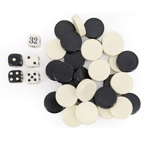 Sondergut Deluxe Backgammon Playing Stones - Replacement Draught Pieces- Regulation Size 1 Inch Checkers, Melamine Stones, Counters - for Travel Games, Standard Game Boards, Etc…