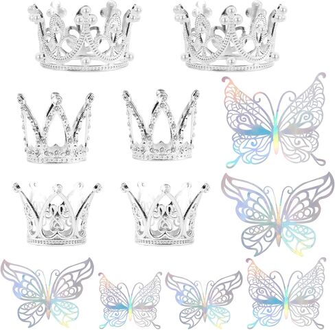 30 Pieces Mini Crown Cake Topper Small Gold Crown Mini Tiara with Gold Butterfly Decoration 3D Gold Butterflies for Flower Arrangements Gold Crown Cake Topper for Wedding Baby Shower Birthday Party in Kuwait