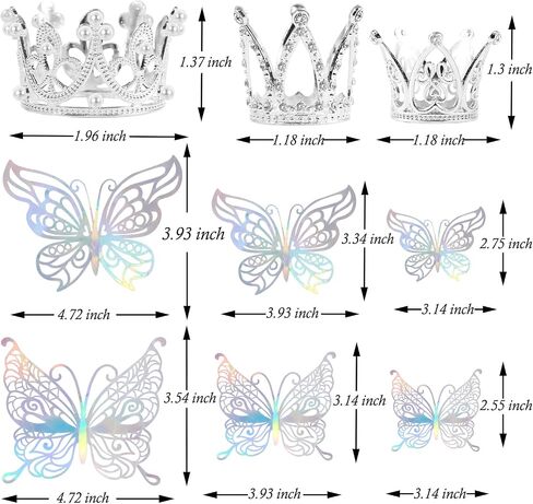30 Pieces Mini Crown Cake Topper Small Gold Crown Mini Tiara with Gold Butterfly Decoration 3D Gold Butterflies for Flower Arrangements Gold Crown Cake Topper for Wedding Baby Shower Birthday Party in Kuwait