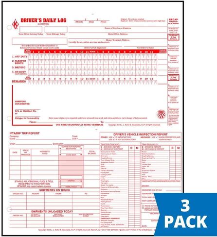 5-in-1 Driver Daily Log 3 Pack ، تنسيق الأوراق الفضفاضة المتقلصة ، 2-plyless ، 8.5 "× 11" ، 31 مجموعة من النماذج لكل وحدة ، J. J. Keller & Associates ، Inc. in Kuwait