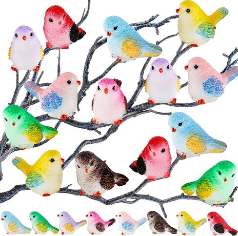 Skylety 24 Pieces Miniature Bird Figurines Dollhouse Simulation Decorative Bird Figures Toy Cute Animal Model for Garden, Miniatures Moss Decoration, Micro Landscape in Saudi Arabia