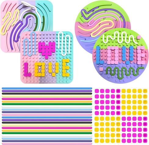 Sensory Activity Board, Silicone Sensory Fidget Toy with 11 Strings 25 Buttons, Kids Sensory Products for Autism ADHD Anxiety Calm Down, Fine Motor Skill Training, Ideal Gifts for Kids 3+ (Square) in Saudi Arabia
