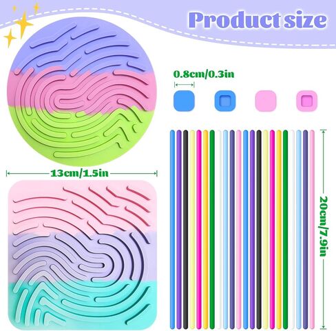 Sensory Activity Board, Silicone Sensory Fidget Toy with 11 Strings 25 Buttons, Kids Sensory Products for Autism ADHD Anxiety Calm Down, Fine Motor Skill Training, Ideal Gifts for Kids 3+ (Square) in Saudi Arabia
