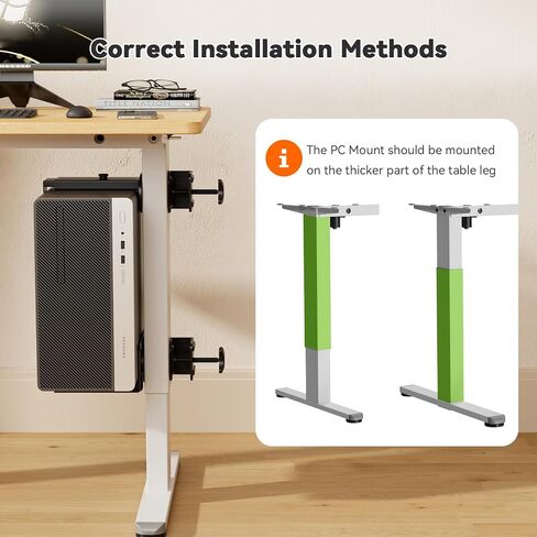 JOY worker Clamp-on Desk Leg PC Mount, No Drilling Under Desk PC Mount Adjustable Height and Width, Computer Case CPU Holder Holds up to 33 lbs, Fits Most Computer Tower, Black in Saudi Arabia