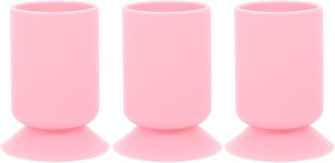2pcs Holder Silicone Pot Glass Multi-functional Cup Desktop Office Suction Anti Brush Cosmetic Pencil Multipurpose Stand Makeup Home Stationery White Container Pen Art in Saudi Arabia