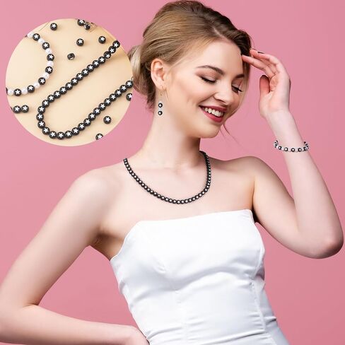 OIIKI 250PCS White Round Star Pattern Beads for Jewelry Making, 0.15x0.26in Flat Disc Acrylic Star Loose Beads for Bracelets, Necklace, Earrings (4x7mm/0.15x0.26in, White Bead, Black Star) in Saudi Arabia