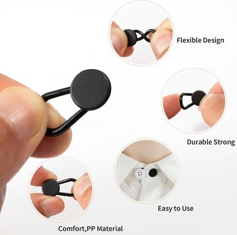 12pcs, Collar Extenders,Neck Extender Button Invisible for Men Shirts Suits Trouser, Coat, Shirts Adds 1 in Instantly (White, Black) in Saudi Arabia