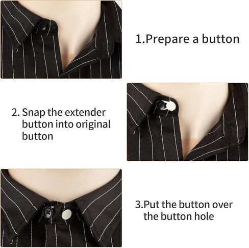 12pcs, Collar Extenders,Neck Extender Button Invisible for Men Shirts Suits Trouser, Coat, Shirts Adds 1 in Instantly (White, Black) in Saudi Arabia