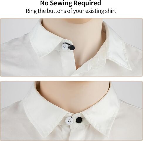 12pcs, Collar Extenders,Neck Extender Button Invisible for Men Shirts Suits Trouser, Coat, Shirts Adds 1 in Instantly (White, Black) in Saudi Arabia