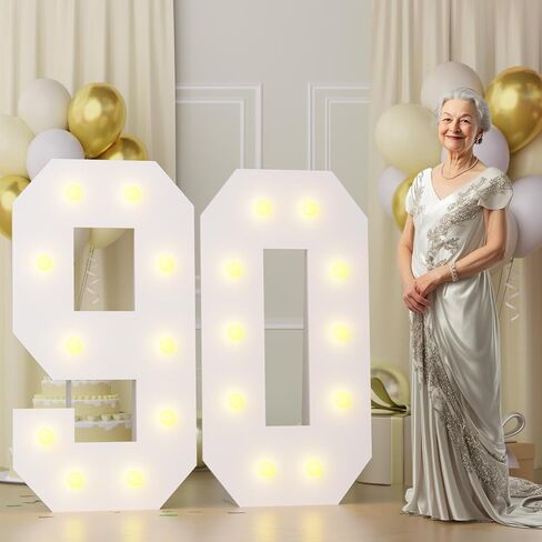 Bugame 4ft 40 أرقام سرادق ، Big 40 أرقام تضيق لزخارف عيد ميلاد 40 أرقام سرادق الضوء الدافئة 4 أقدام للذكرى السنوية ديكور حفل الذكرى السنوية in Kuwait